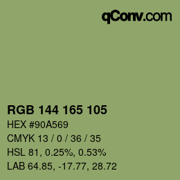 カラーコード: RGB 144 165 105 | qconv.com