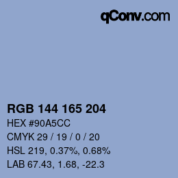 Farbcode: RGB 144 165 204 | qconv.com