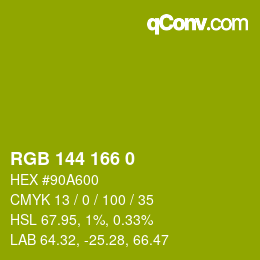 Color code: RGB 144 166 0 | qconv.com