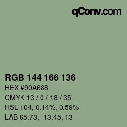 Código de color: RGB 144 166 136 | qconv.com