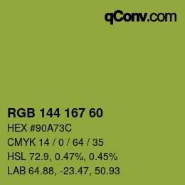 颜色代码: RGB 144 167 60 | qconv.com
