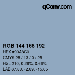 Código de color: RGB 144 168 192 | qconv.com