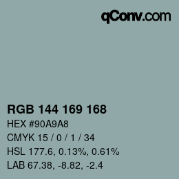 Farbcode: RGB 144 169 168 | qconv.com