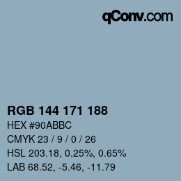 カラーコード: RGB 144 171 188 | qconv.com