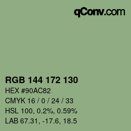 Color code: RGB 144 172 130 | qconv.com