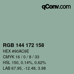 カラーコード: RGB 144 172 158 | qconv.com