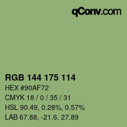 Código de color: RGB 144 175 114 | qconv.com