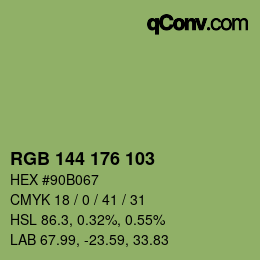 Color code: RGB 144 176 103 | qconv.com