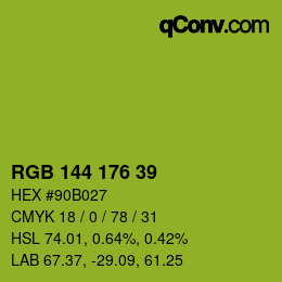 Color code: RGB 144 176 39 | qconv.com