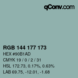 颜色代码: RGB 144 177 173 | qconv.com