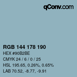 Color code: RGB 144 178 190 | qconv.com