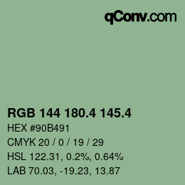 カラーコード: RGB 144 180.4 145.4 | qconv.com