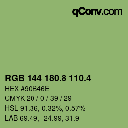 カラーコード: RGB 144 180.8 110.4 | qconv.com