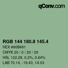 カラーコード: RGB 144 180.8 145.4 | qconv.com