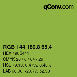 カラーコード: RGB 144 180.8 65.4 | qconv.com