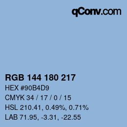 カラーコード: RGB 144 180 217 | qconv.com