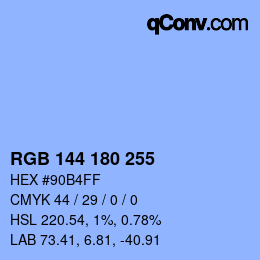 カラーコード: RGB 144 180 255 | qconv.com