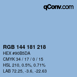 カラーコード: RGB 144 181 218 | qconv.com