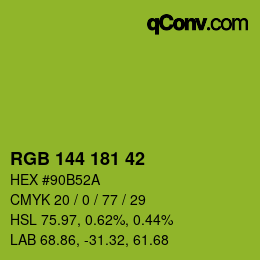 カラーコード: RGB 144 181 42 | qconv.com