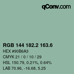 カラーコード: RGB 144 182.2 163.6 | qconv.com