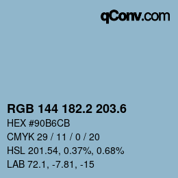 カラーコード: RGB 144 182.2 203.6 | qconv.com