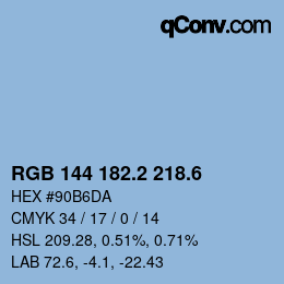 カラーコード: RGB 144 182.2 218.6 | qconv.com
