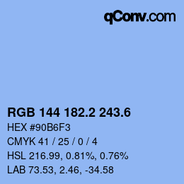 カラーコード: RGB 144 182.2 243.6 | qconv.com