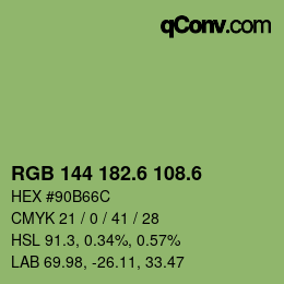 カラーコード: RGB 144 182.6 108.6 | qconv.com