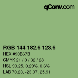 カラーコード: RGB 144 182.6 123.6 | qconv.com
