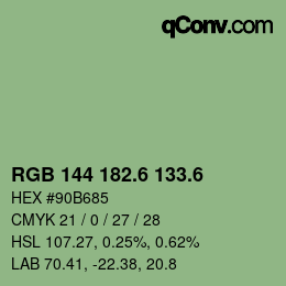 カラーコード: RGB 144 182.6 133.6 | qconv.com