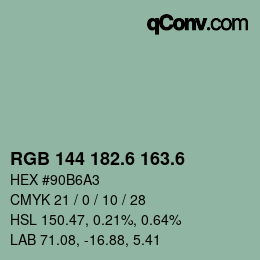 カラーコード: RGB 144 182.6 163.6 | qconv.com