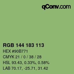 颜色代码: RGB 144 183 113 | qconv.com