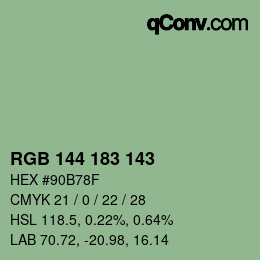 カラーコード: RGB 144 183 143 | qconv.com