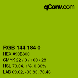 颜色代码: RGB 144 184 0 | qconv.com