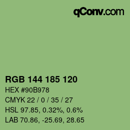 Color code: RGB 144 185 120 | qconv.com