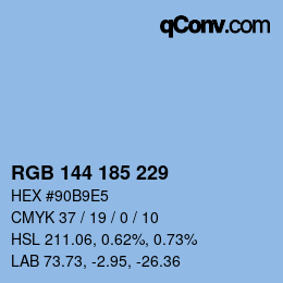 颜色代码: RGB 144 185 229 | qconv.com