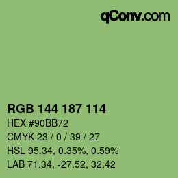 Código de color: RGB 144 187 114 | qconv.com