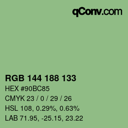 カラーコード: RGB 144 188 133 | qconv.com