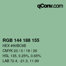 Color code: RGB 144 188 155 | qconv.com