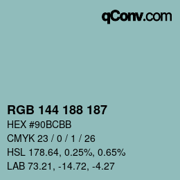 Code couleur: RGB 144 188 187 | qconv.com