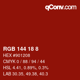 Color code: RGB 144 18 8 | qconv.com