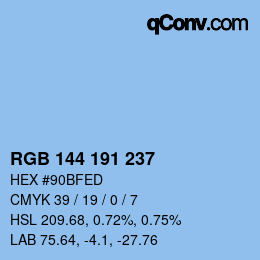 Color code: RGB 144 191 237 | qconv.com