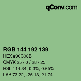 颜色代码: RGB 144 192 139 | qconv.com