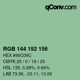 カラーコード: RGB 144 192 156 | qconv.com