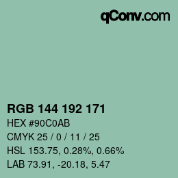 カラーコード: RGB 144 192 171 | qconv.com