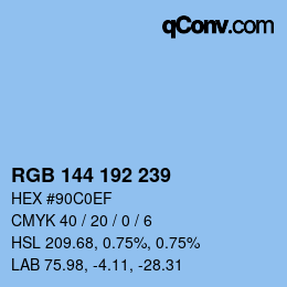 Código de color: RGB 144 192 239 | qconv.com