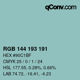 Código de color: RGB 144 193 191 | qconv.com