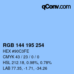 颜色代码: RGB 144 195 254 | qconv.com