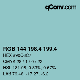 カラーコード: RGB 144 198.4 199.4 | qconv.com