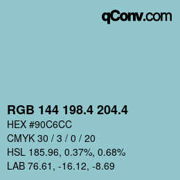 カラーコード: RGB 144 198.4 204.4 | qconv.com